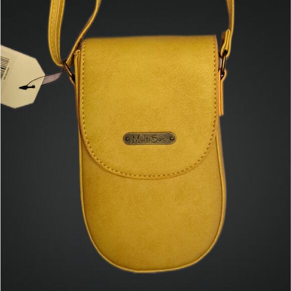 Womens Multisac Small Yellow Crossbody Bag with Snap Closure - Picture 2 of 10